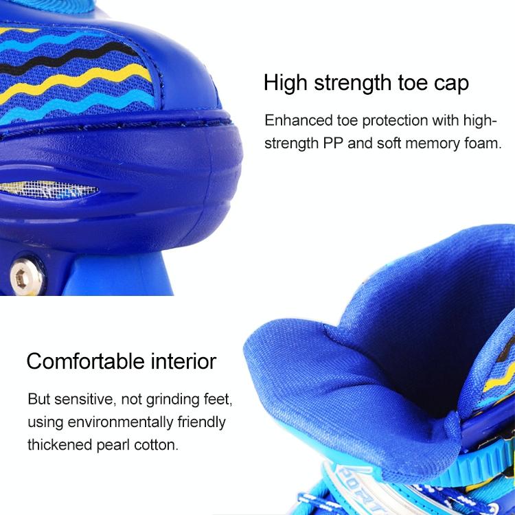 Kids' Double-row Roller Skates - Full-flash White Size m - Blue