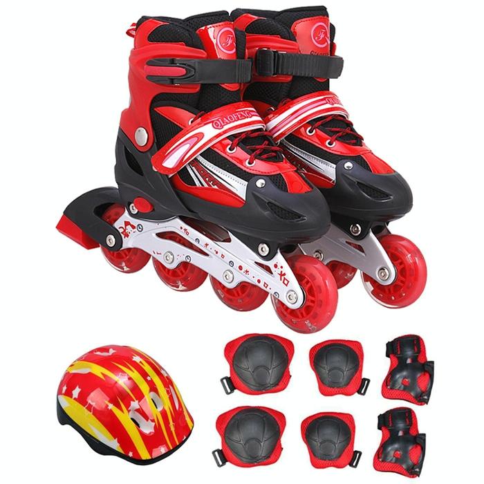 Flash Straight Row Roller Skating Shoes Suit for Children and Adults - Small Size - Blue