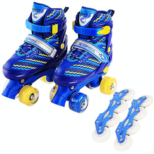 Kids Double-row Roller Skates - Full-flash White Size s - Blue
