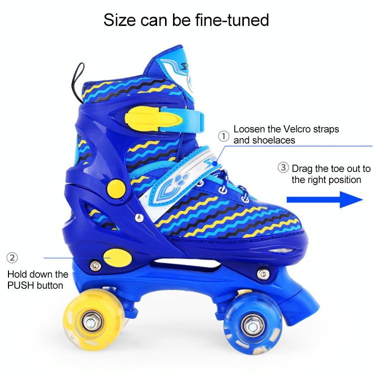 Kids Double-row Roller Skates - Full-flash White Size s - Blue