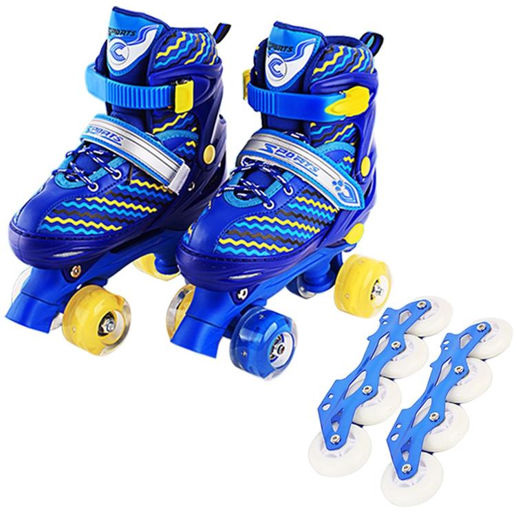 Double-row Roller Skating Shoes for Kids - Full-flash White Size m - Blue