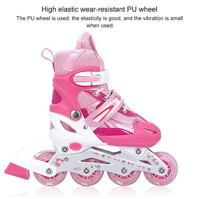 Flash Straight Row Roller Skating Shoes Suit for Children and Adults - Size l - Blue