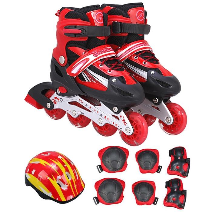 Flash Straight Row Roller Skating Shoes Suit for Kids and Adults - Medium Size - Blue