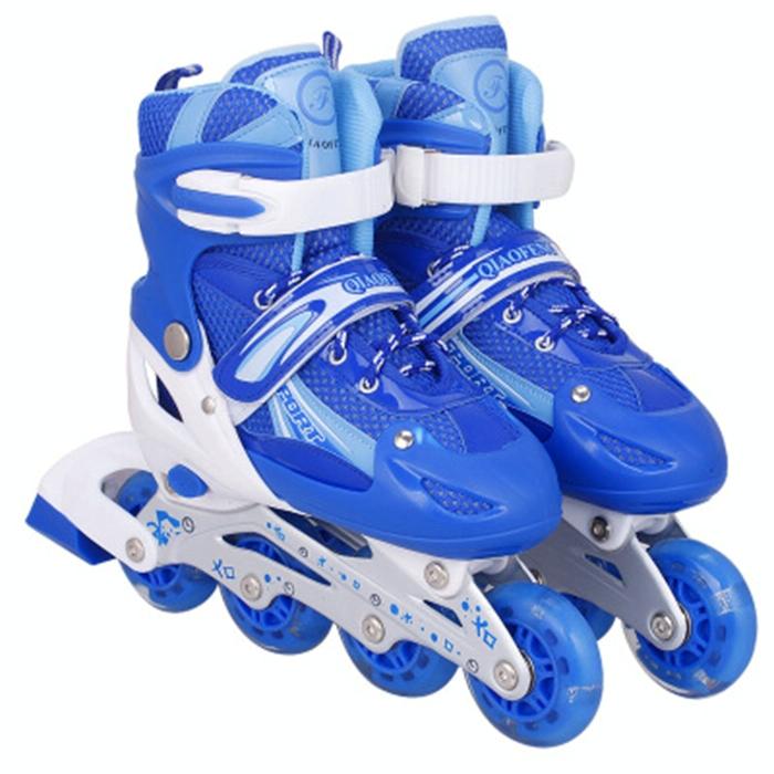 Flash Straight Row Roller Skating Shoes Suit for Children and Adults - Small Size - Red