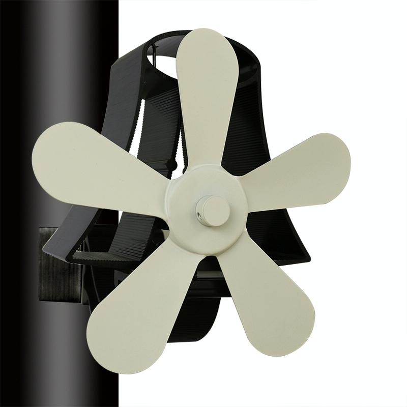High Temp 5-blade Heat Powered Stove Fan for Fireplaces - Silver