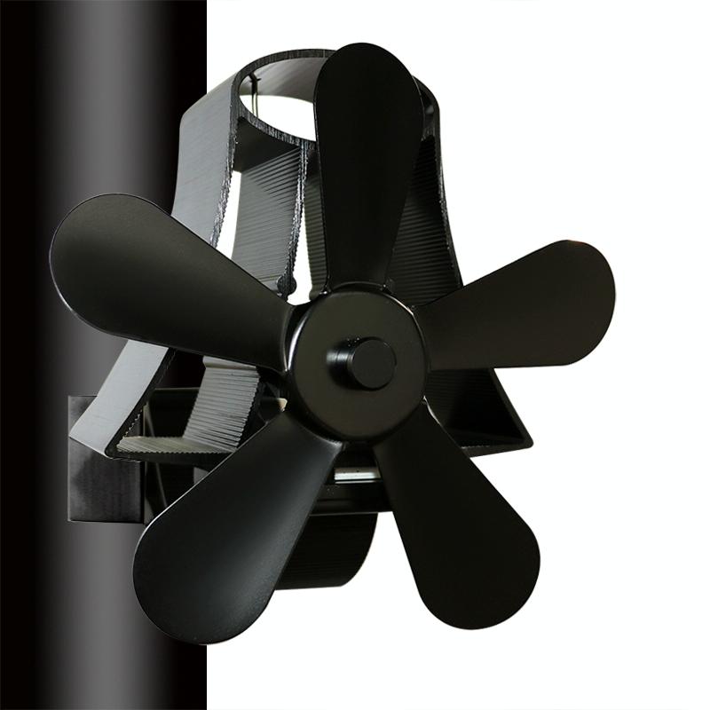 High Temp 5-blade Heat Powered Stove Fan for Fireplaces - Silver