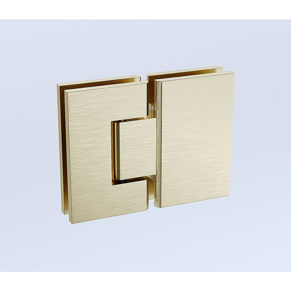 110x110cm Corner Frameless Shower Screen with Gold Channel and SS Hinges, Round Handle