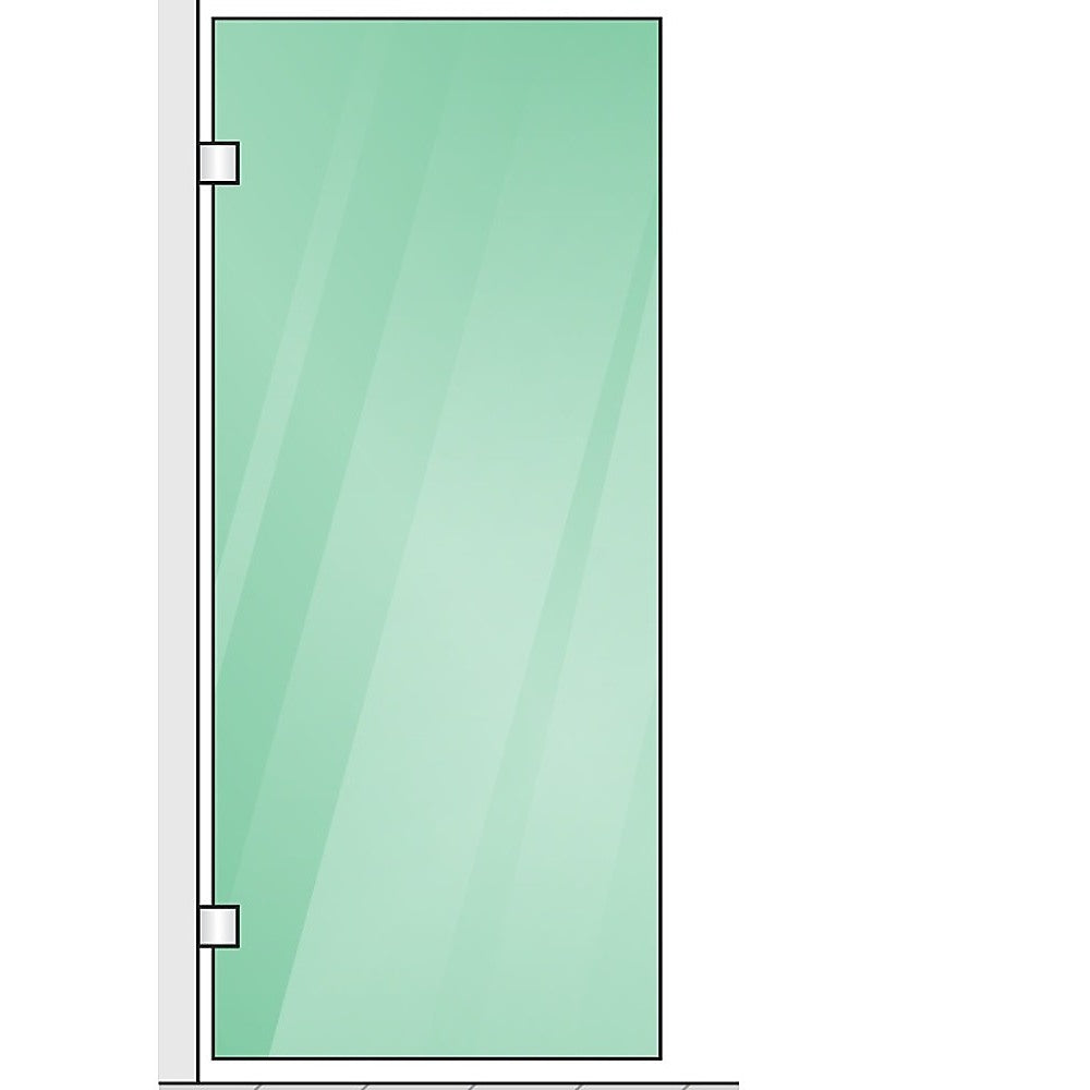 120x80cm Corner Frameless Shower Screen with Nickel Brackets and SS Hinges, Round Handle