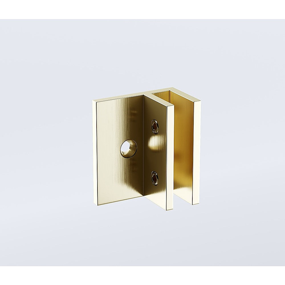 120x110cm Corner Frameless Shower Screen with Gold Brackets and SS Hinges, Round Handle