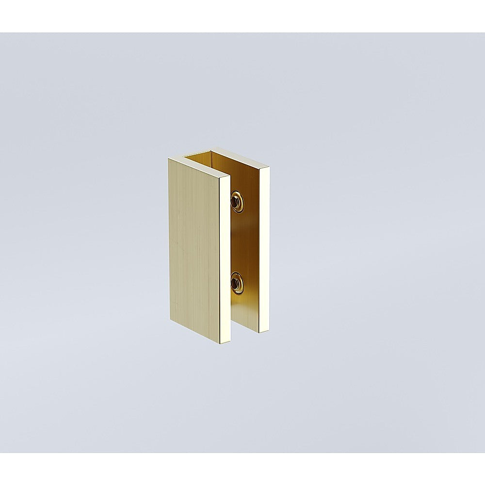 100x90cm Corner Frameless Shower Screen with Gold Brackets and Brass Hinges, Round Handle