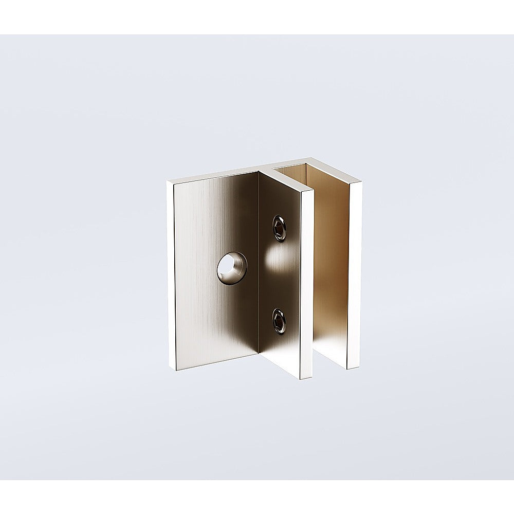 100x100cm Corner Frameless Shower Screen with Nickel Brackets and Brass Hinges, Round Handle