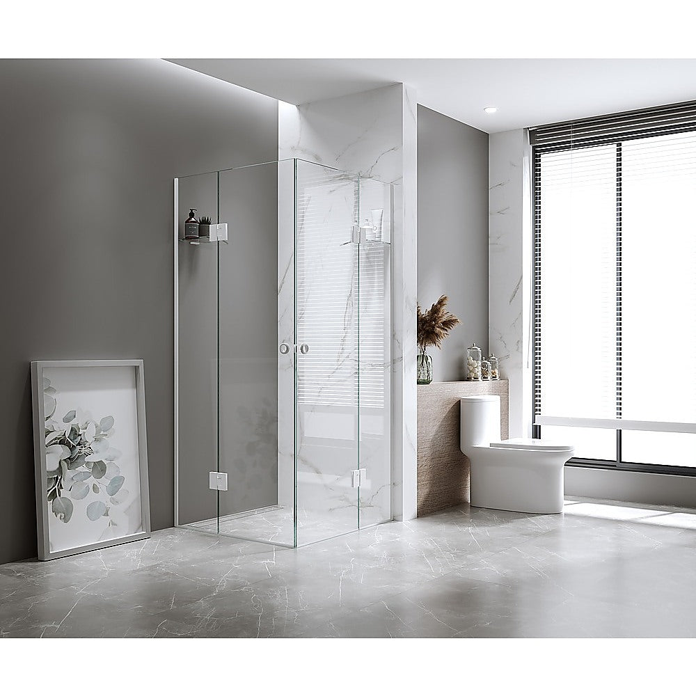90x100cm Double Door Corner Shower with Gold Channels and SS Hinges, Round Handle