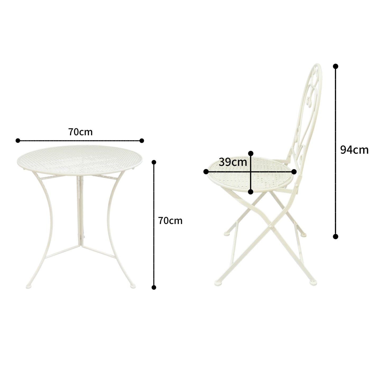 Bordeaux 3pc Setting Round Table + 2 Chairs