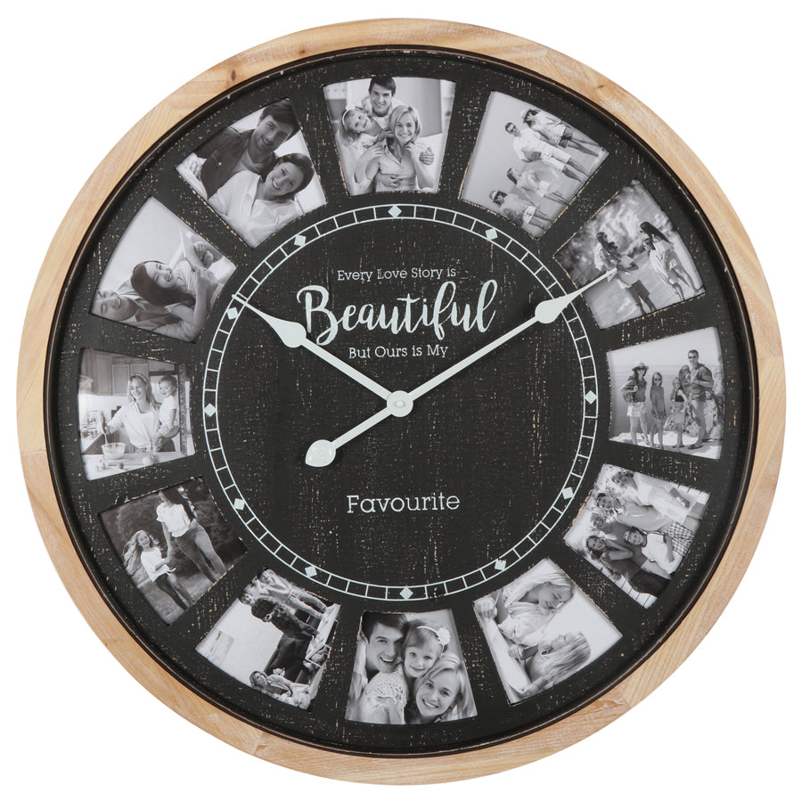 Distressed Photo Gallery Collage Wall Clock 70cm