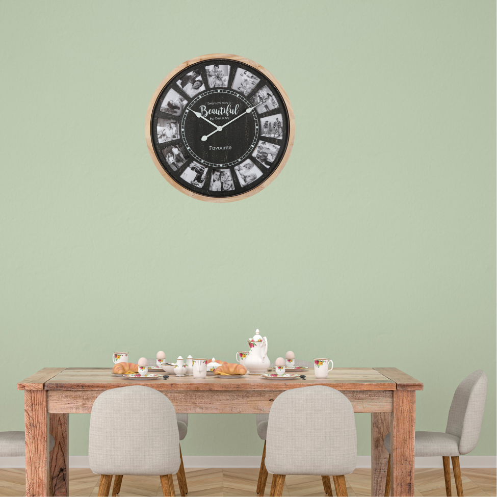 Distressed Photo Gallery Collage Wall Clock 70cm