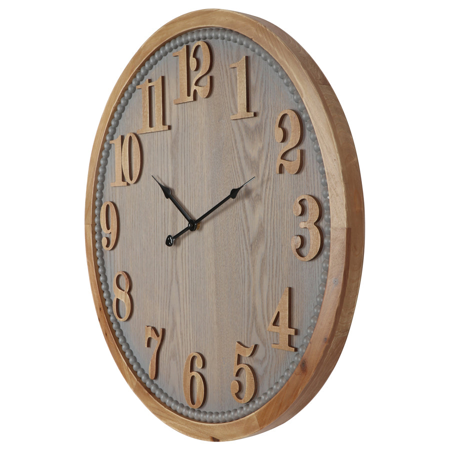 Contemporary Grey Timber Wall Clock 60cm