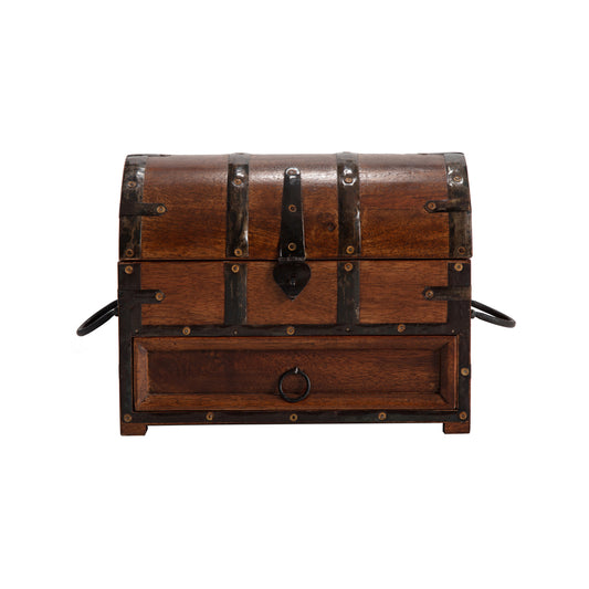 Handcrafted Treasure Chest Box w Drawer 30cm