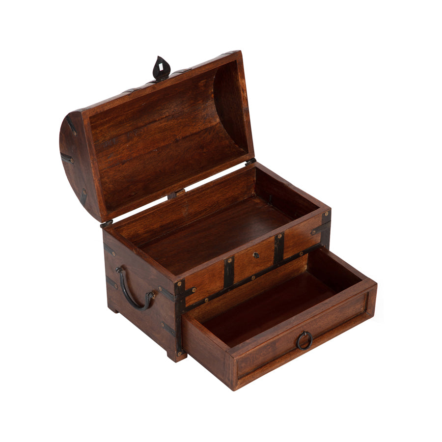 Handcrafted Treasure Chest Box w Drawer 30cm