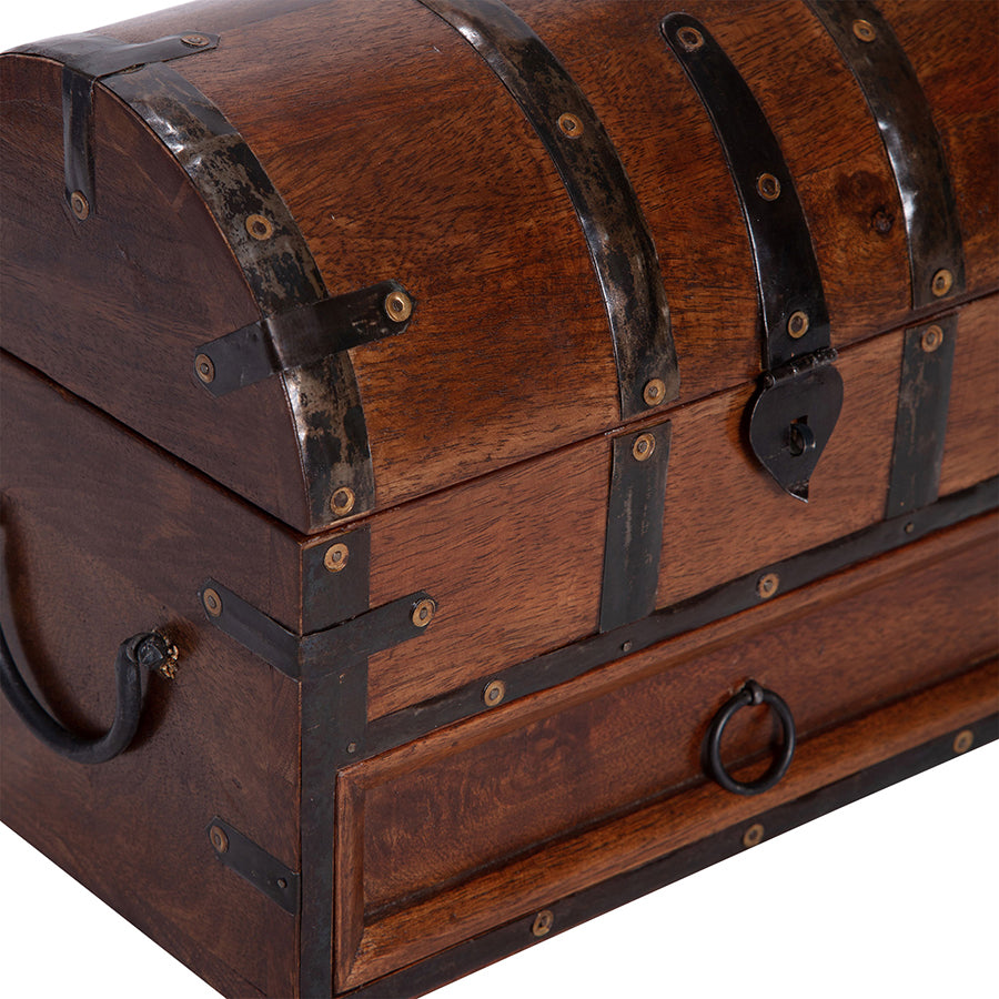 Handcrafted Treasure Chest Box w Drawer 30cm