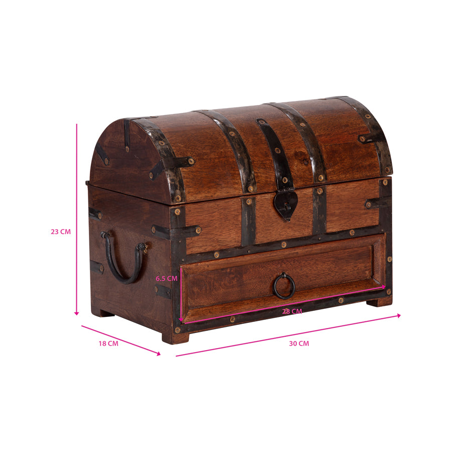 Handcrafted Treasure Chest Box w Drawer 30cm