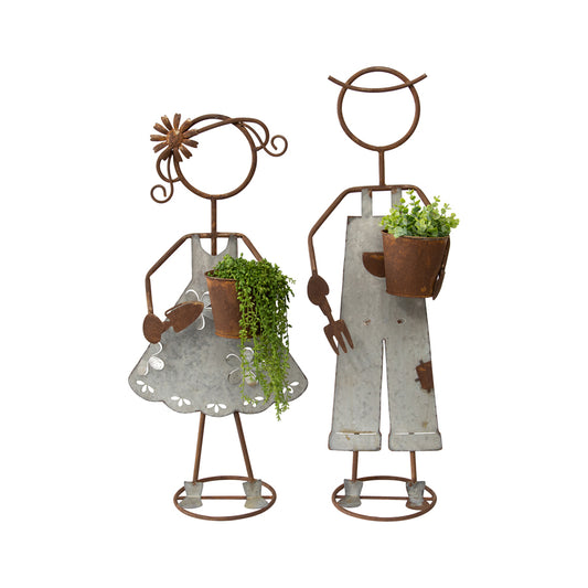 Set 2 Asst Farm Kid Planters 29x82cm
