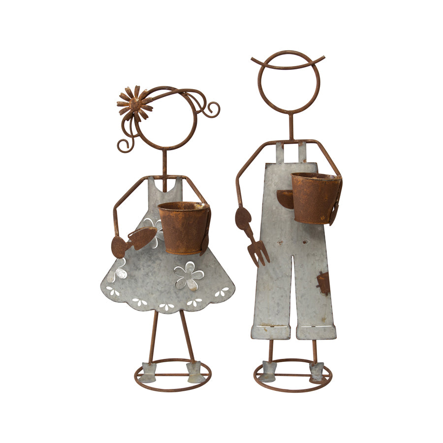 Set 2 Asst Farm Kid Planters 29x82cm