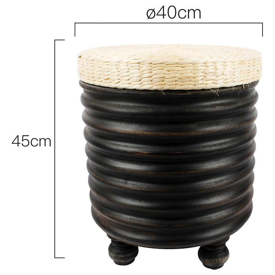Nero Wave Stool / Side Table 40x45cm