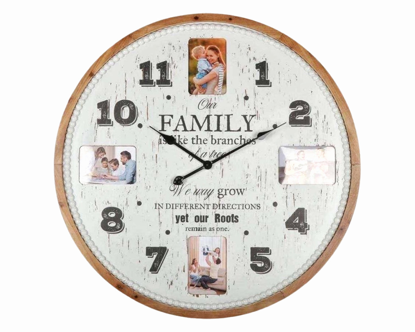 Family Tree Wall Clock w Photo Frames 80cm