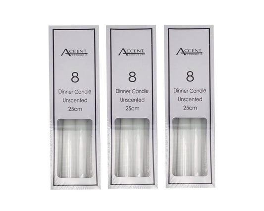 bulk 192 Unscented Dinner Candle White 25cm