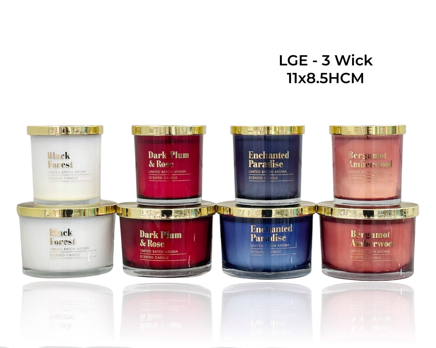 bulk 12 Elegant Glass Candle W Gold Lid 4 Assorted 11x8cm