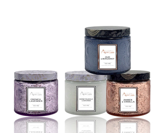 bulk 12 Glass Jar Candle Scented Sunflower 240G 4 Assorted 9x8cm