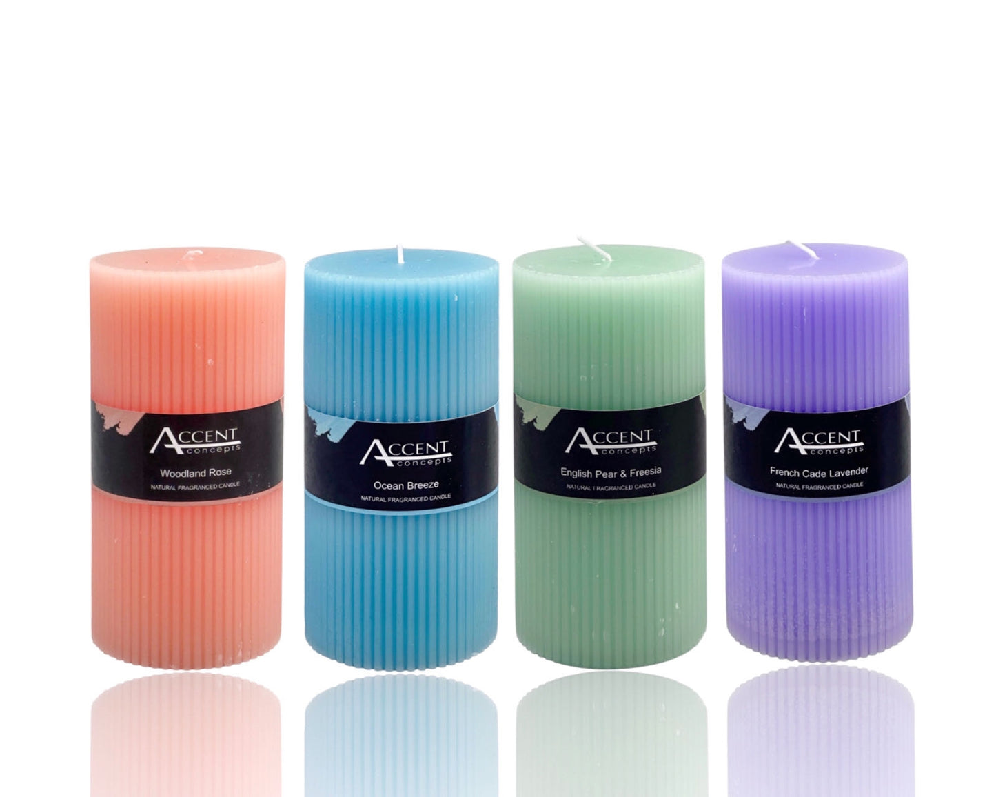 bulk 24 Scented Ripple Pillar Candle 4 Assorted 7x14cm
