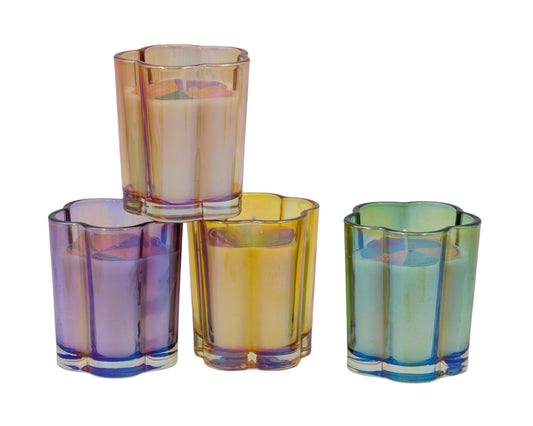 bulk 24 Neon Colour Glass Jar Candle Assort 8cm