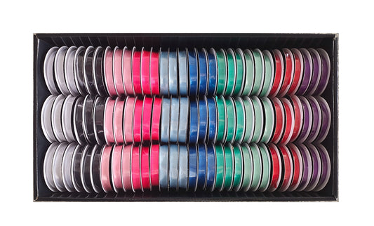 bulk 90 Roll Satin Ribbon 4.5mt 10mm Displayed Box