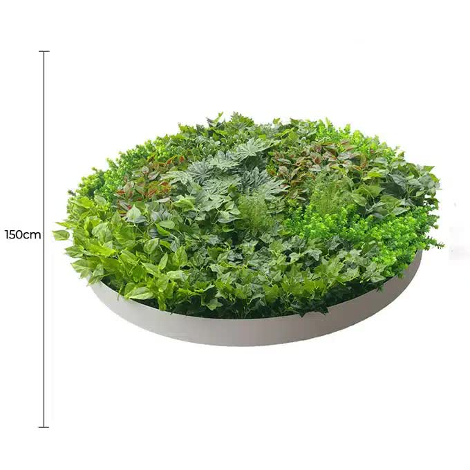 Artificial Green Wall Disc Art 150cm Dense Green Sensation (Fresh White)