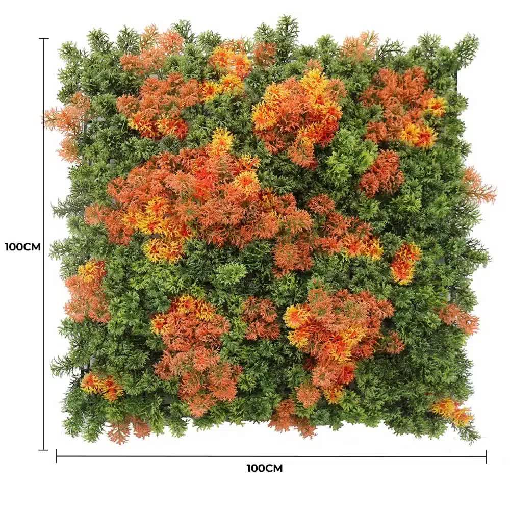 Mixed Orange and Green Moss Panel UV Resistant 100cm x 100cm (Back Order Only)