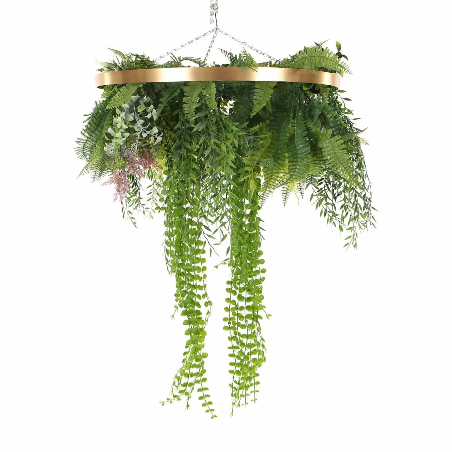 Premium Hanging Artificial Plant Arrangement with Gold Frame 40cm (Limited Edition)