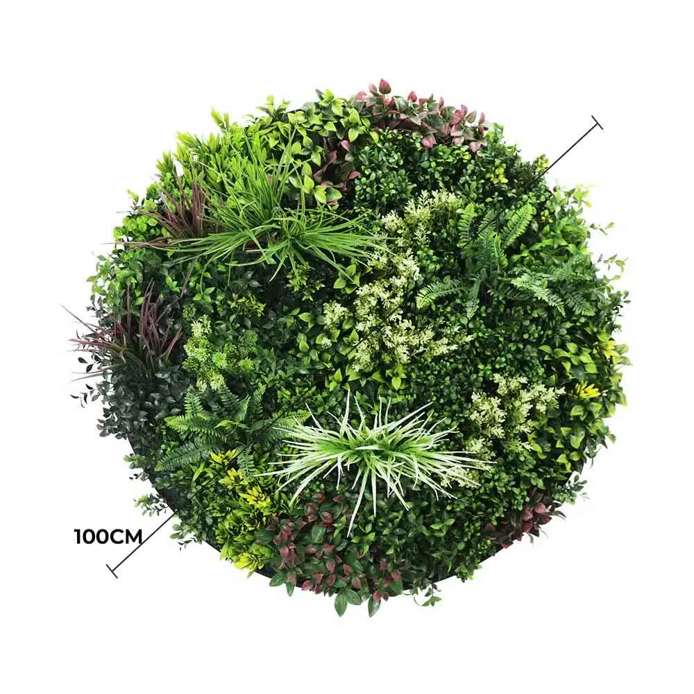 Slimline Artificial Green Wall Disc Art 100cm Colour Fresh UV Resistant (White)