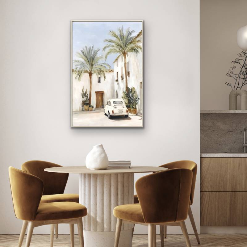 Mini Fiat Summer Artwork Framed Wall Art 80x120cm