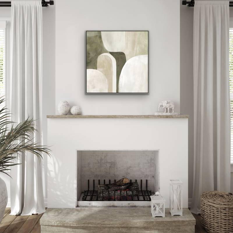 Green Abstract Artwork Framed Wall Art 80x80cm