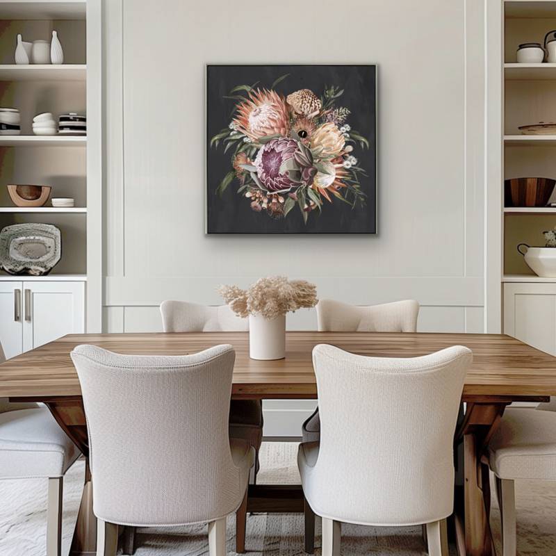 Nish Native Framed Canvas 100x100cm