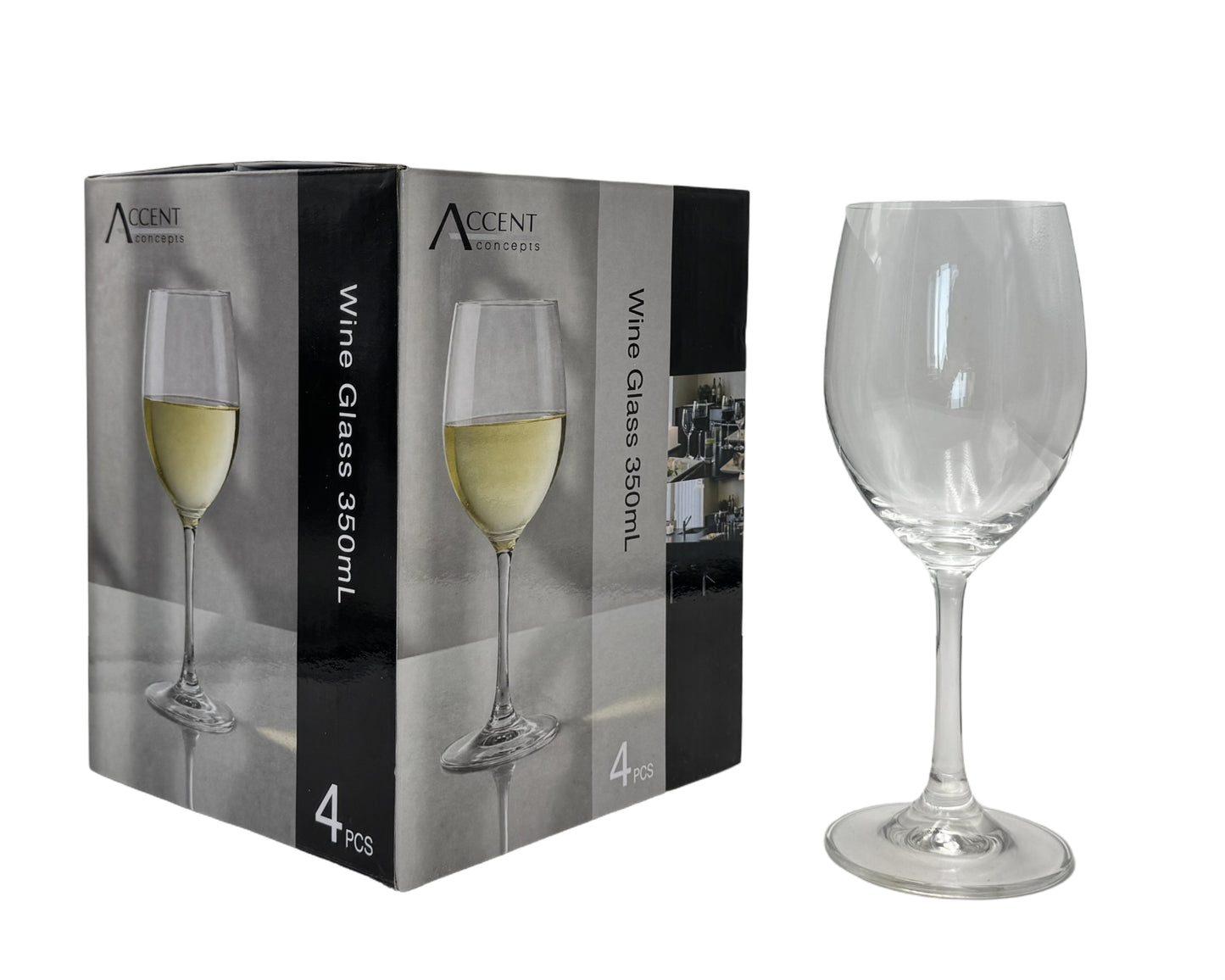 bulk 24 Clear Wine Glass in Gift Pack 350ml