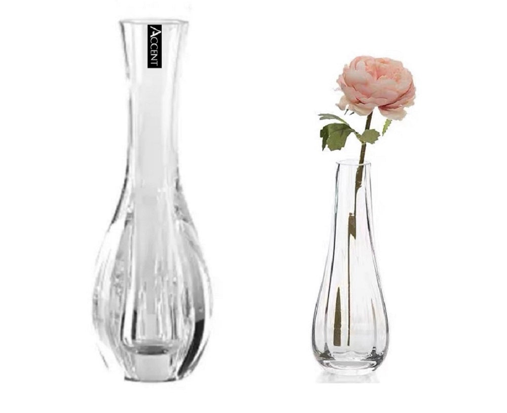bulk 12 Glass Ribeed Vase 25cm