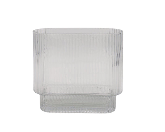 bulk 6 Clear Rippled Glass Vase Oval 20x20cm