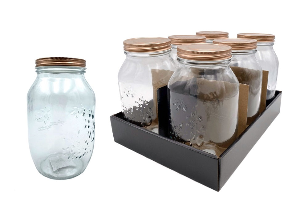 bulk 18 Glass Jar w Metal Lid 1500ml Canister 20cm