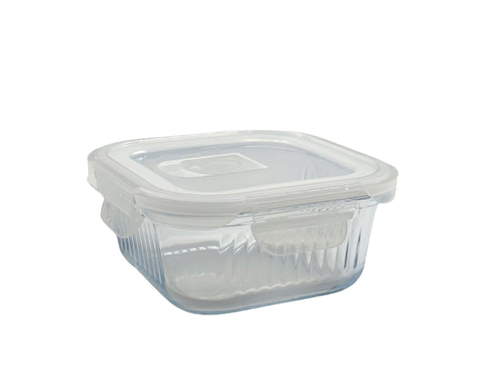 bulk 24 Borosilicate Glass Container W Lid Square 520ml 14x7cm