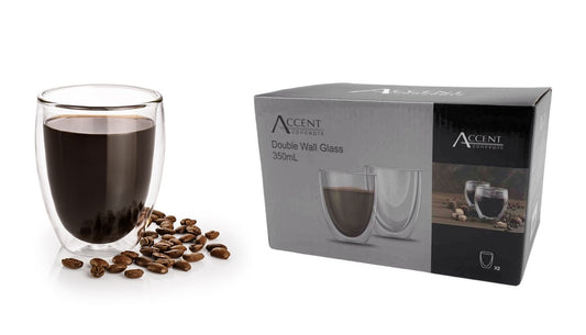 bulk 24 Double Wall Glass Coffee Mug 350ml