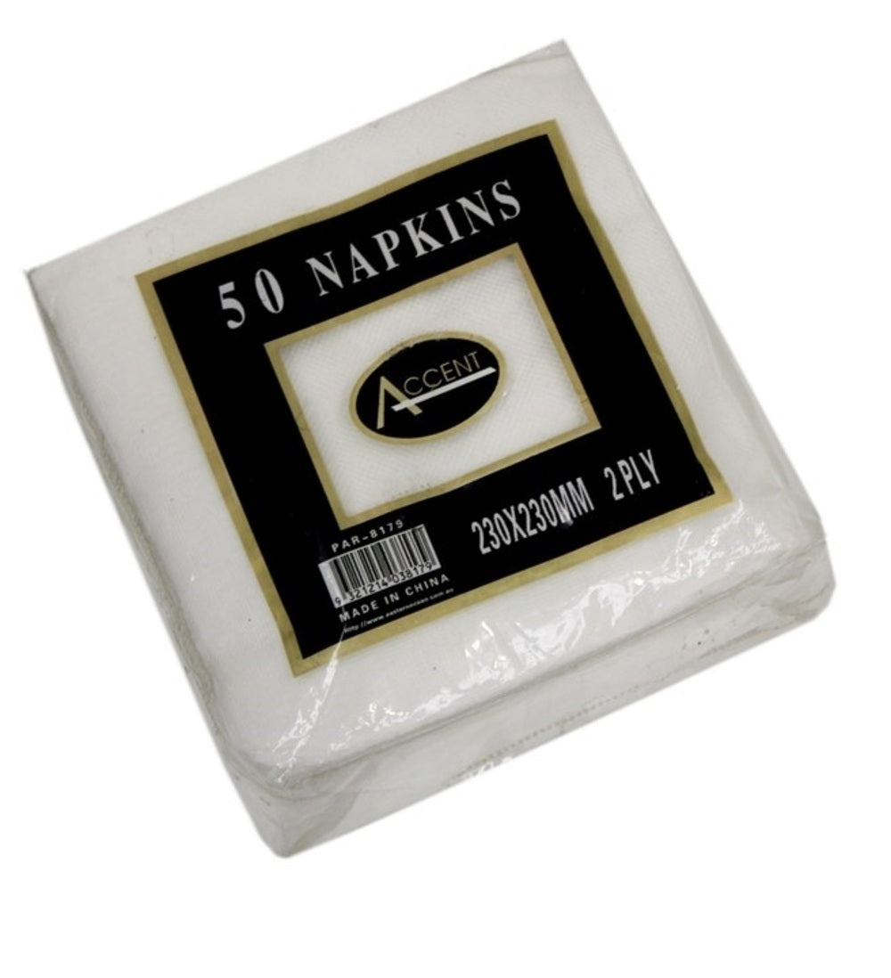 bulk 2400 White Napkin Cocktail 2ply 23cm