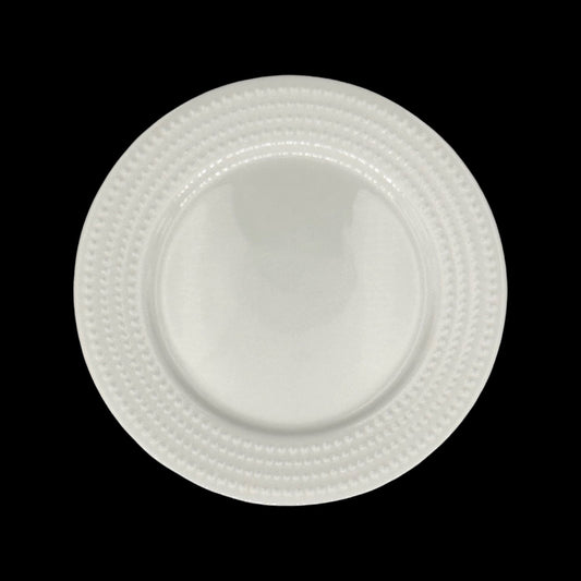 bulk 24 White Bone China Embossed Pearls Plate 23x2cm