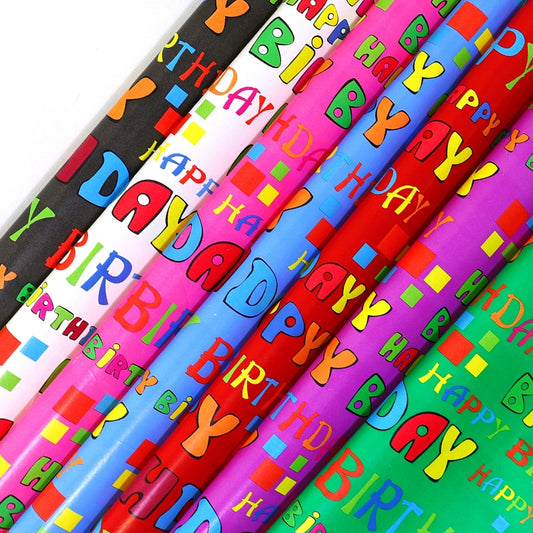bulk 50 Happy Birthday Gift Wrap 70cmx3m 38mm Core